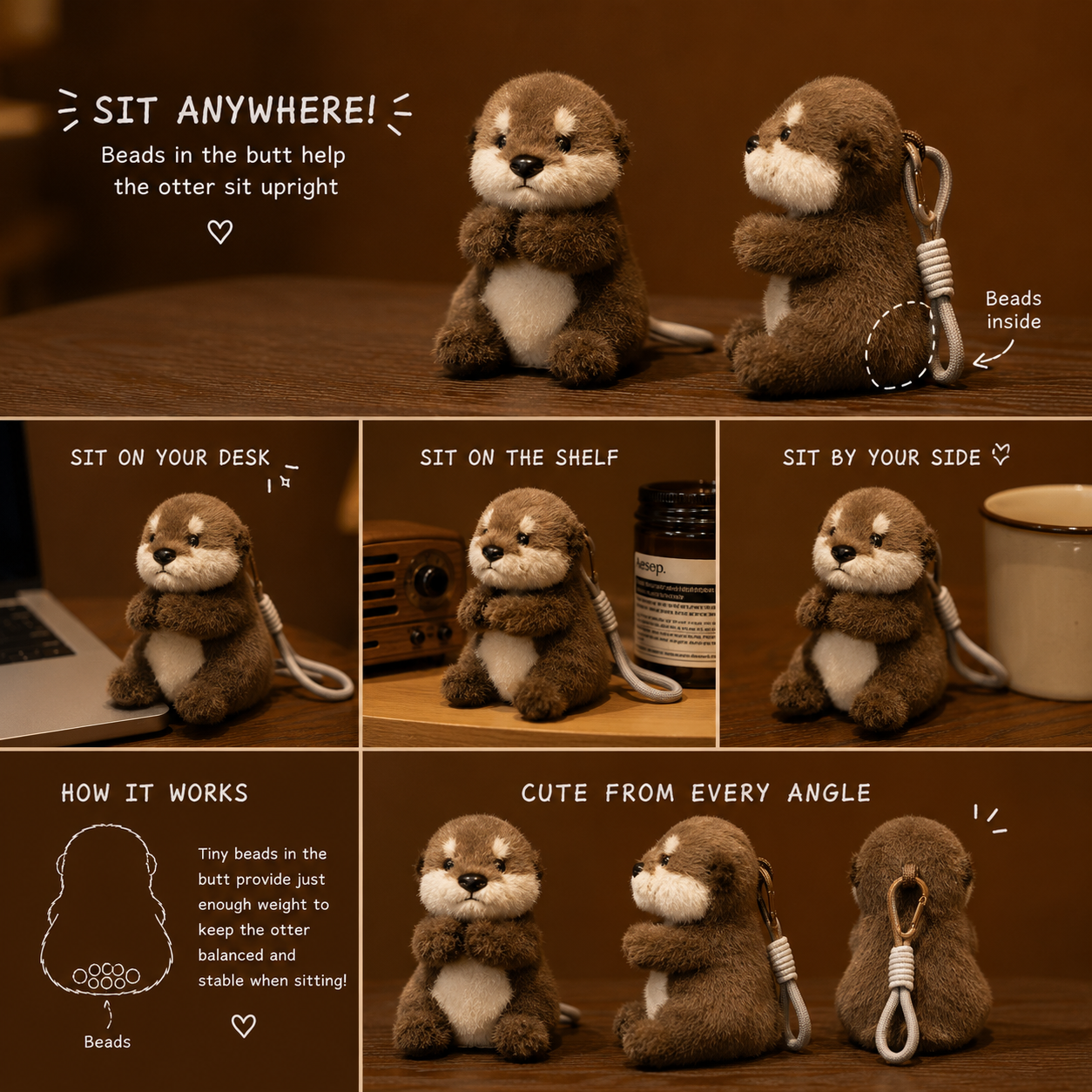 Magnetic Otter Plush Keychain