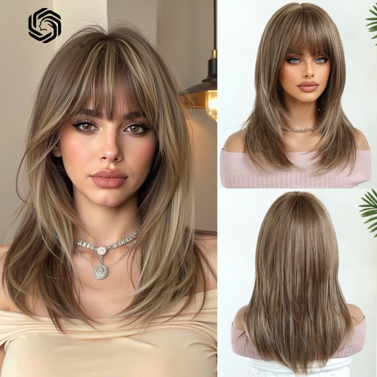 Womens High-Temperature Synthetic Wig With Bangs Hair Cap
