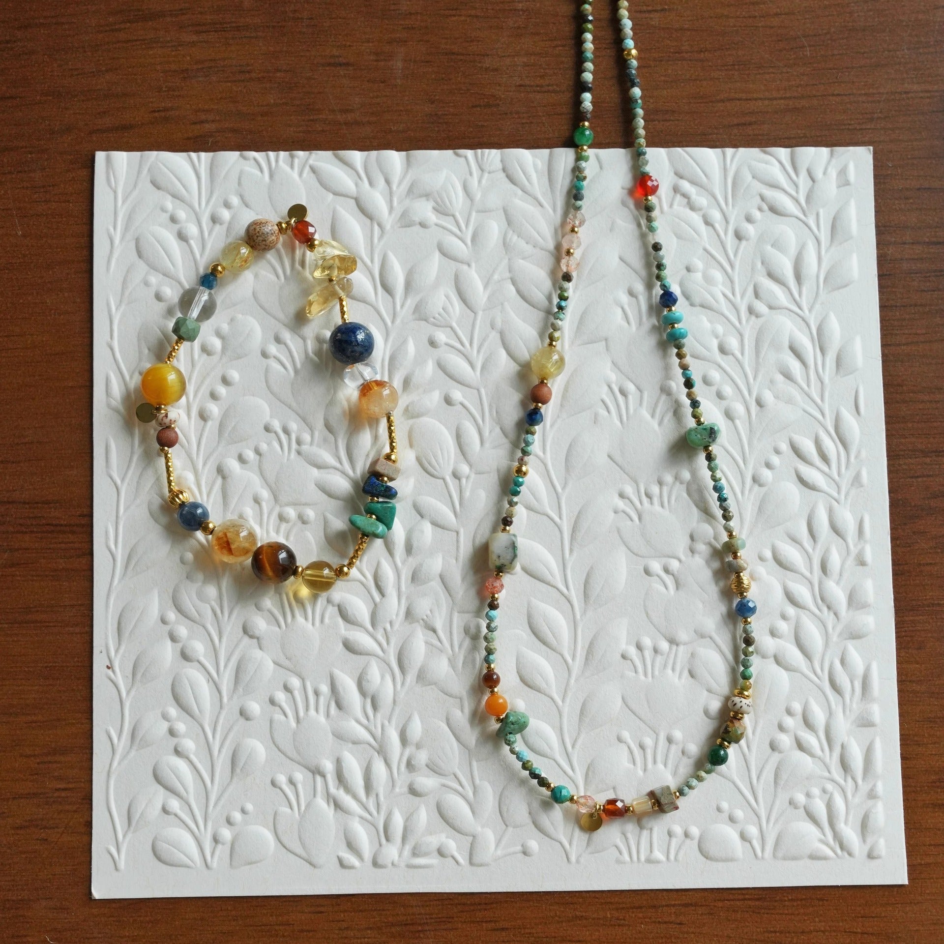 Original Chinese-style Natural Raw Turquoise Multi-Gemstone Necklace