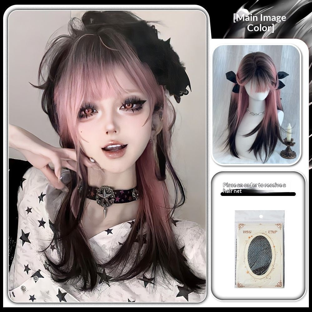 Platinum Wig Womens Long Hair Ombre Black