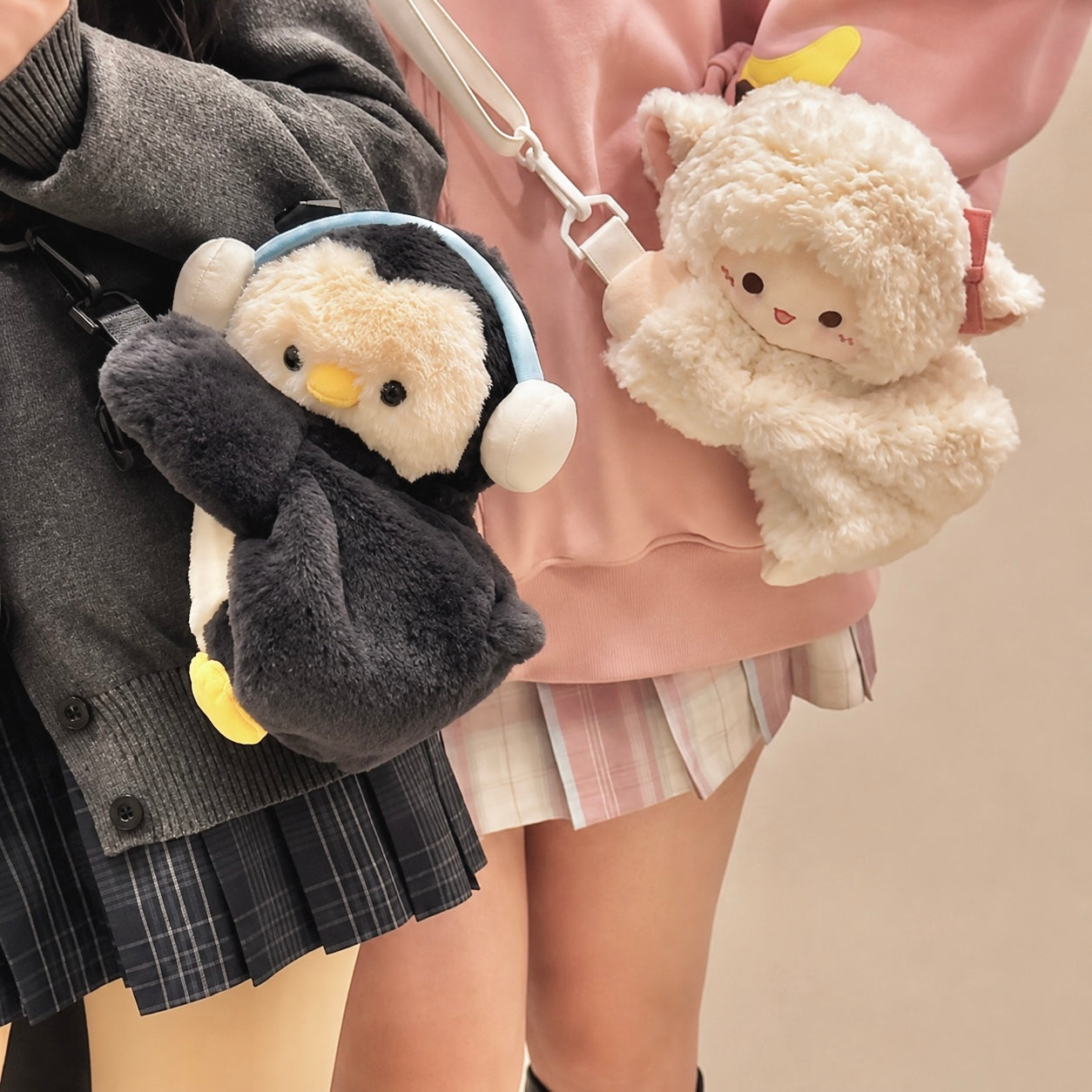 Cute Penguin & Lamb Plush Crossbody Bag