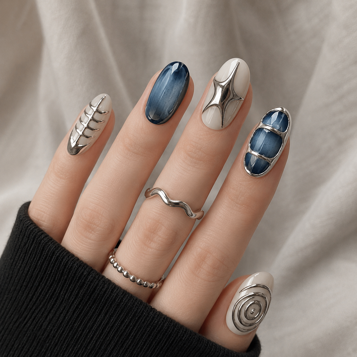 Millennial-style Three-dimensional Short Almond False Nails