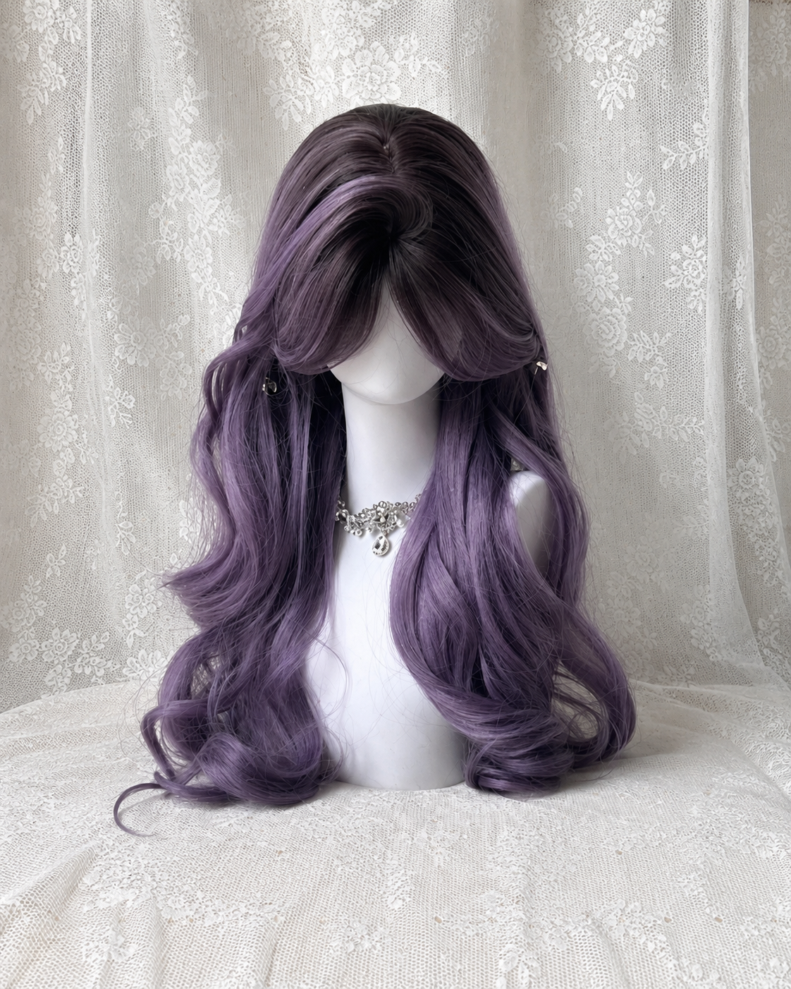 Ash Lavender Ombre Wavy Wig