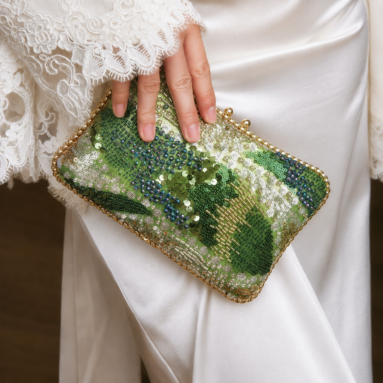 Handmade Beaded Mosaic Clutch
