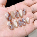 Japanese Style Ice Translucent Dyed Gold Foil Handmade Press On
