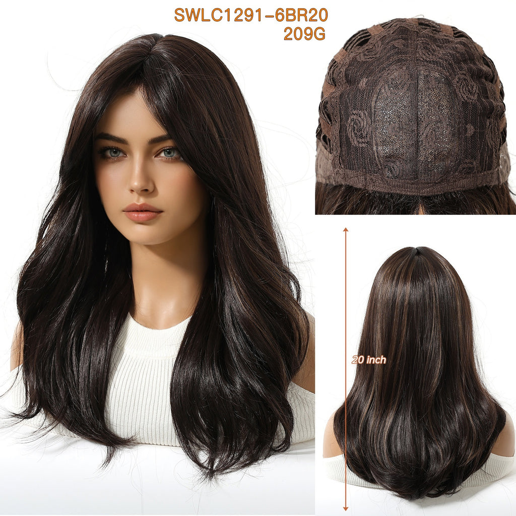 Simulation Of Natural Eight-Character Bangs Long Curly Wig Cap
