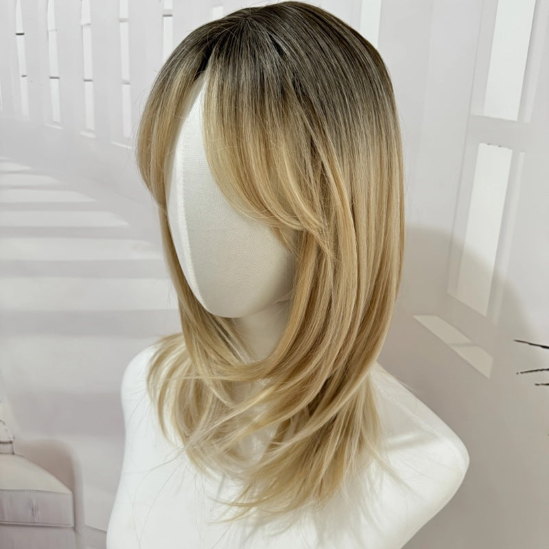 Fashionable Lace Wig Middle-Parted Long Straight Wig Cap