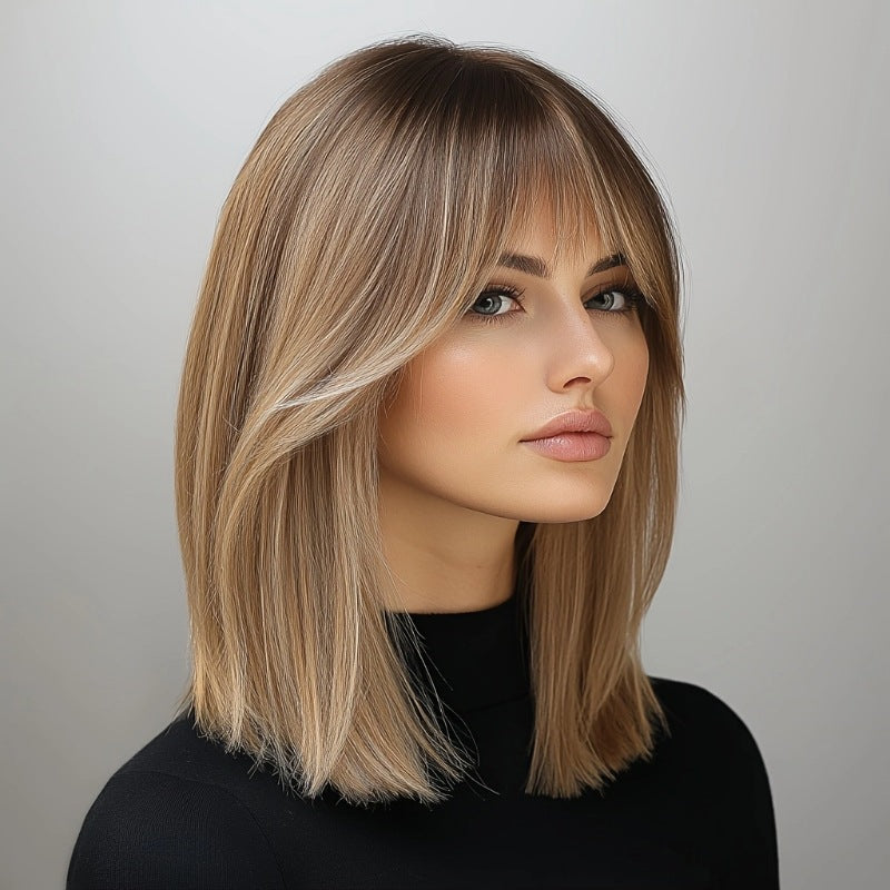Fashionable Lace Wig Middle-Parted Long Straight Wig Cap