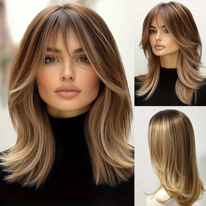 Fashionable Lace Wig Middle-Parted Long Straight Wig Cap