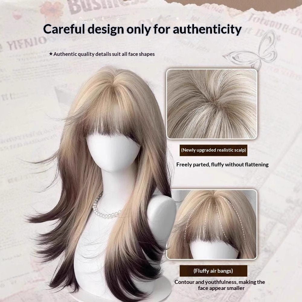 Platinum Wig Womens Long Hair Ombre Black