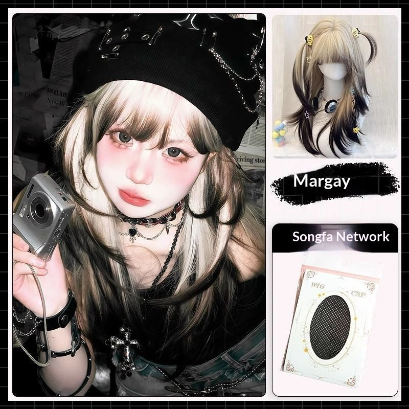 Platinum Wig Womens Long Hair Ombre Black