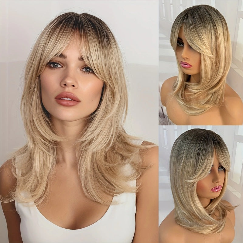 Fashionable Lace Wig Middle-Parted Long Straight Wig Cap